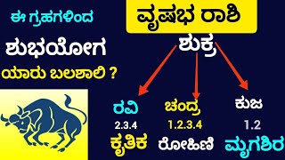 vrushabha ರಾಶಿ ವೃಷಭ ರಾಶಿಯ ನಕ್ಷತ್ರ ಗ್ರಹಗಳ ಶುಭ ಯೋಗ #astrology #numerology