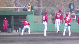 2017_2/02.由宇カープ春キャンプ 投内連携、一塁カバー