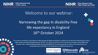 OPFPRU / HAPRU Webinar: Narrowing the gap in disability-free life expectancy