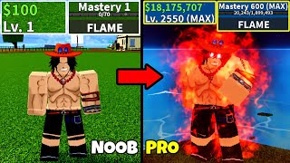 Beating Blox Fruits as Ace! Lvl 0 to Max Lvl Noob to Pro  Human v4 Awakening in