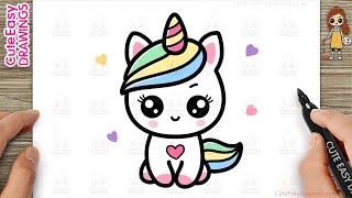 How to Draw a Cute Unicorn Simple \u0026 Easy for Kids