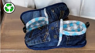 I sew slippers from the remains of jeans. Pattern + step-by-step sewing.