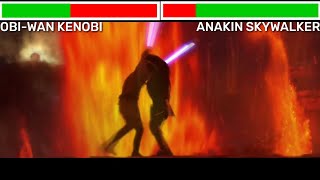 Obi-Wan Kenobi Vs Anakin Skywalker With HealthBars (Final Fight) HD (Star Wars Revenge Of The Sith)