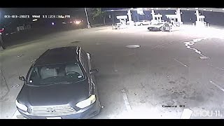 Surveillance video: HPD officer kills armed robbery suspect, accidentally shoots baby at gas station