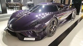 Koenigsegg Regera bare carbon fiber body in purple. Walk around review