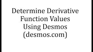 Determine Derivative Function Values Using Desmos