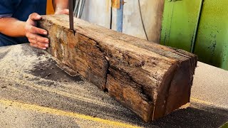 Building A Difficult, Rustic Table From Rotten Old  Railway Sleepers // Woodworking Restore Old Wood
