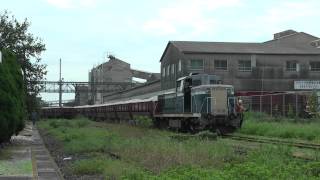 宇部線宇部岬駅　セントラル硝子専用線　赤ホキ入換風景１