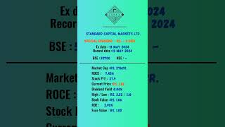 STANDARD CAPITAL MARKETS LTD | Ex-Date: 13-05-2024 | #dividend #stockmarket #shots #nifty #nse