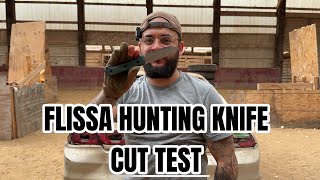 Flissa hunting D2 knife Cutting test ( Scandi blade, d2, Survival knife , cut test , knife life)