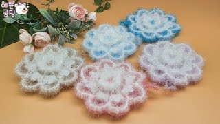 [코바늘뜨개crochet] 루나 레이스 평면 수세미뜨기 Crochet Dish Scrubby