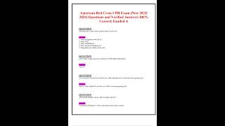 AMERICAN RED CROSS CPR EXAM NEW 2023 2024 QUESTIONS AND VERIFIED ANSWERS 100 CORRECT GRADED A