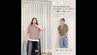 PolyLulu | 夏日多色V領假兩件撞色華夫格短袖上衣 91290261 (L-3XL)