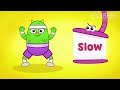 fast and slow actions song for kids let s jump run and sing english educational rhymes