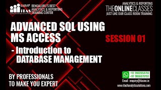 SQL USING MS ACCESS | SESSION 01 | INTRODUCTION TO DATABASE MANAGEMENT