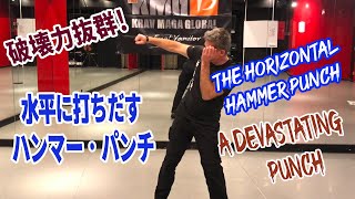 クラヴマガ打撃　水平に打ちだすハンマーパンチ　Horizontal hammer punch to the side or backward