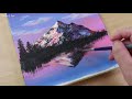 snowy mountain pink lake landscape acrylic painting paintingtutorial