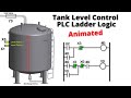 Tank Level Control with PLC ladder Logic || Animated || PLC Programming tutorials for beginners