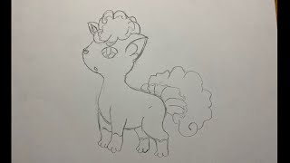 ｜手繪寶可夢圖鑑｜編號037 六尾 ロコン Vulpix｜ 阿羅拉的樣子｜painting pokémon｜