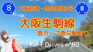 【車載動画】大阪府道・奈良県道8号大阪生駒線 急カーブ 急勾配あり F／T Drives n°80