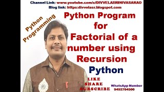 FACTORIAL USING RECURSION - PYTHON PROGRAMMING || RECURSION - PYTHON PROGRAMMING | Factorial Program