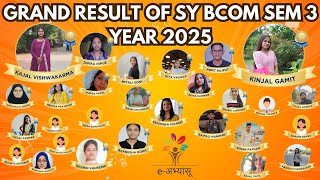 E-ABHYASU'S GRAND RESULT IN SY BCOM SEM 3 | YEAR 2025 | VNSGU #vnsguresult #vnsgu