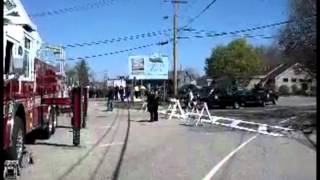 Amazing scene as police on motorcycles head up Route 1 to Chief Maloney's funeral