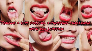 #tongue \u0026 lips pulling \u0026 twisting challenge with red lipstick 💋#viral🤪@PampaKhanLifestyle786