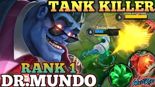 DR.MUNDO ANNOYING TANK DMG! UNLI HEAL REGENERATION - TOP 1 GLOBAL DR.MUNDO BY ZodiacDeath- WILD RIFT