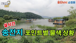 실시간 송전지 포인트별 물색 상황|송전지 오름수위|두칸반의별밤|용인낚시쇼핑몰