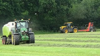 Silage 2019 - Baling \u0026 Wrapping Grass with Claas Baler \u0026 TWO Wrappers