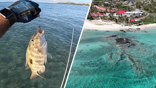 Shore Casting in front of Play Mourouk Hotel in Rodrigues Island. December 2023