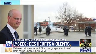 Lycées: Jean-Michel Blanquer réagit "le sujet qui est inquiétant c'est celui de la violence"