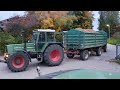 Fendt Favorit 612 LSA Turbomatik E in der Kartoffelernte. Grimme 150-60 Kartoffelroder Fendt 714 TMS