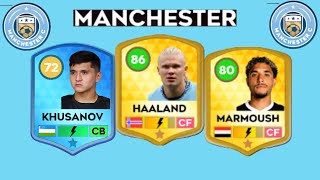 ⚽🔥 DLS 25 | Manchester City New Player Ratings ⭐ Haaland, De Bruyne \u0026 More! 🔵✨