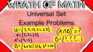 Universal Set Example Problems | Set Builder Notation, Absolute Complement, Roster Notation