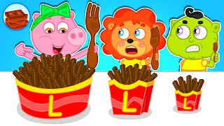 Lion Family | Big, Medium and Small Plate Challenge | Cartoon for Kids