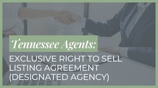 Tennessee Exclusive Right to Sell Listing Agreement