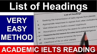 List of Headings || VERY EASY METHOD || ACADEMIC IELTS READING