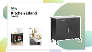 SoBuy carrello da cucina FKW108 installazione | Isola da cucina con ruote | FKW108