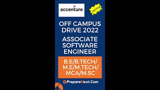 Accenture Off Campus Drive 2022 | Associate Software Engineer | IT Job | Engineering Job