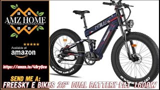 Review FREESKY E Bikes 26” Dual Battery 48V 27AH 60-120 Miles Long Range, 1600W Motor 35MPH, Amazon