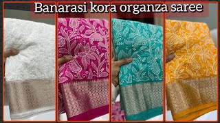 Banarasi Kora Organza Sarees | Lucknowi Chikankari Embroidery | Rare Colors