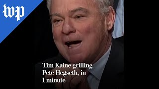 Tim Kaine grilling Pete Hegseth, in 1 minute