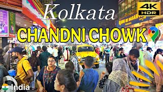 Chandni Chowk Market - Kolkata India Walking Tour • 4K HDR