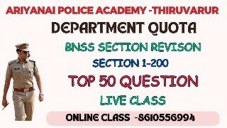 #DEPARTMENT QUOTA  SI PREPARATION METHOS,#BNSS SECTION TOP 50 QUESTION,#BNSS VERY IMPORTANT QUESTION