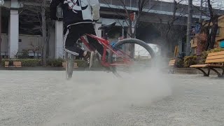 【チャリドリ】  100点満点の公園で…  自転車ドリフト3発振り返し練習3日目 mtbdriftPV127