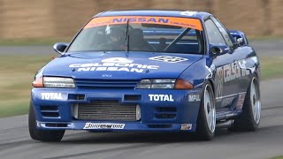 Nissan Skyline R32 GT-R Calsonic Gr.A | Twin-Turbo RB26 Engine Sound at Goodwood FOS