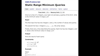 CSES | Range Queries | Static Range Minimum Queries