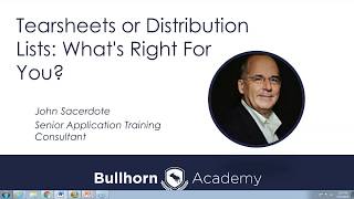 Training Webinar: Tearsheets or Distribution Lists: What's Right for You